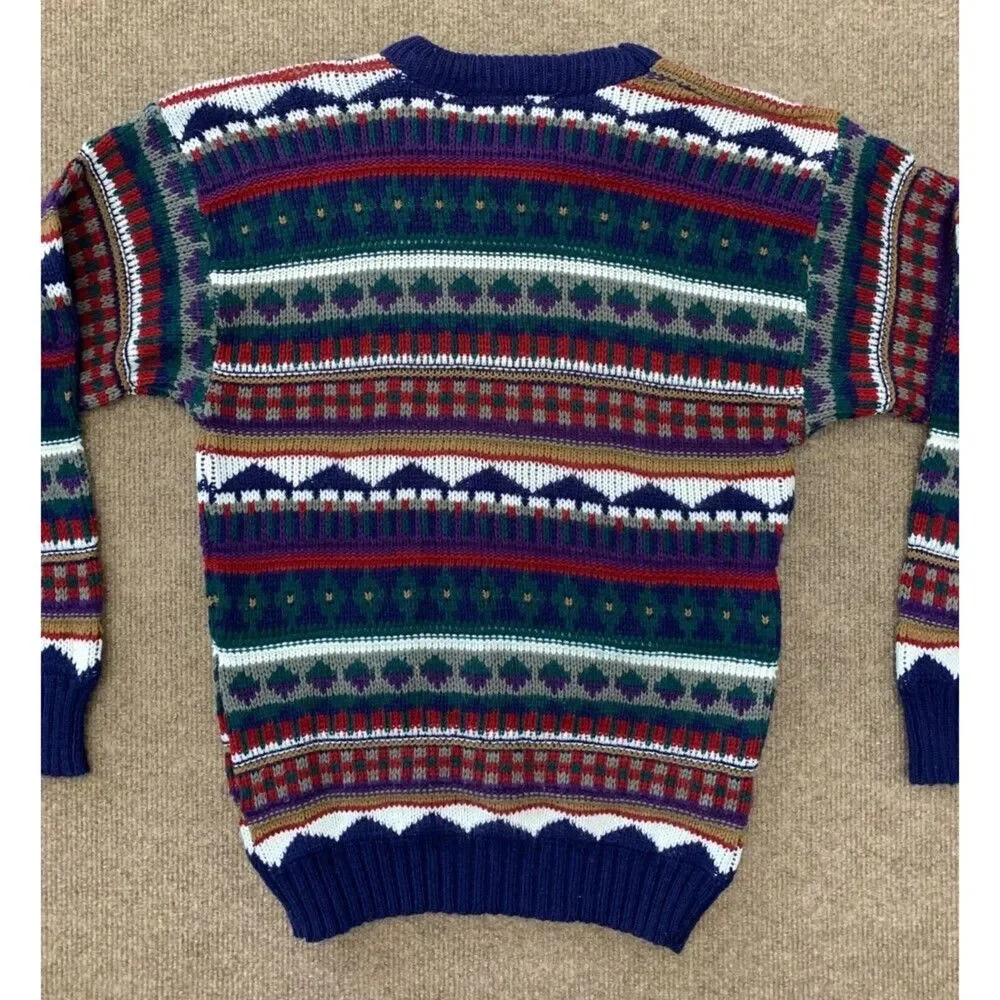 Vintage Cadet Club Sweater Boys 14-16 Fair Isle Nordic USA Made 90s Pullover